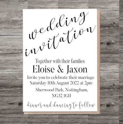 Wedding Invitation, Personalised Wedding Stationery